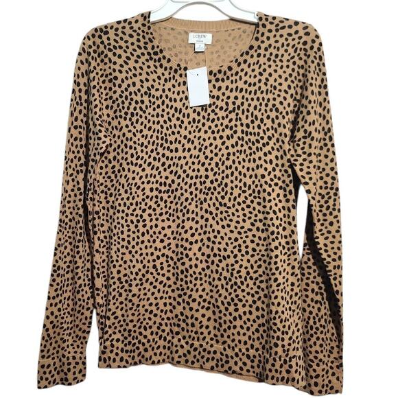 J. Crew Tops - J. Crew Factory Teddie Cheetah Sweater Tan Black Small NWT AZ889